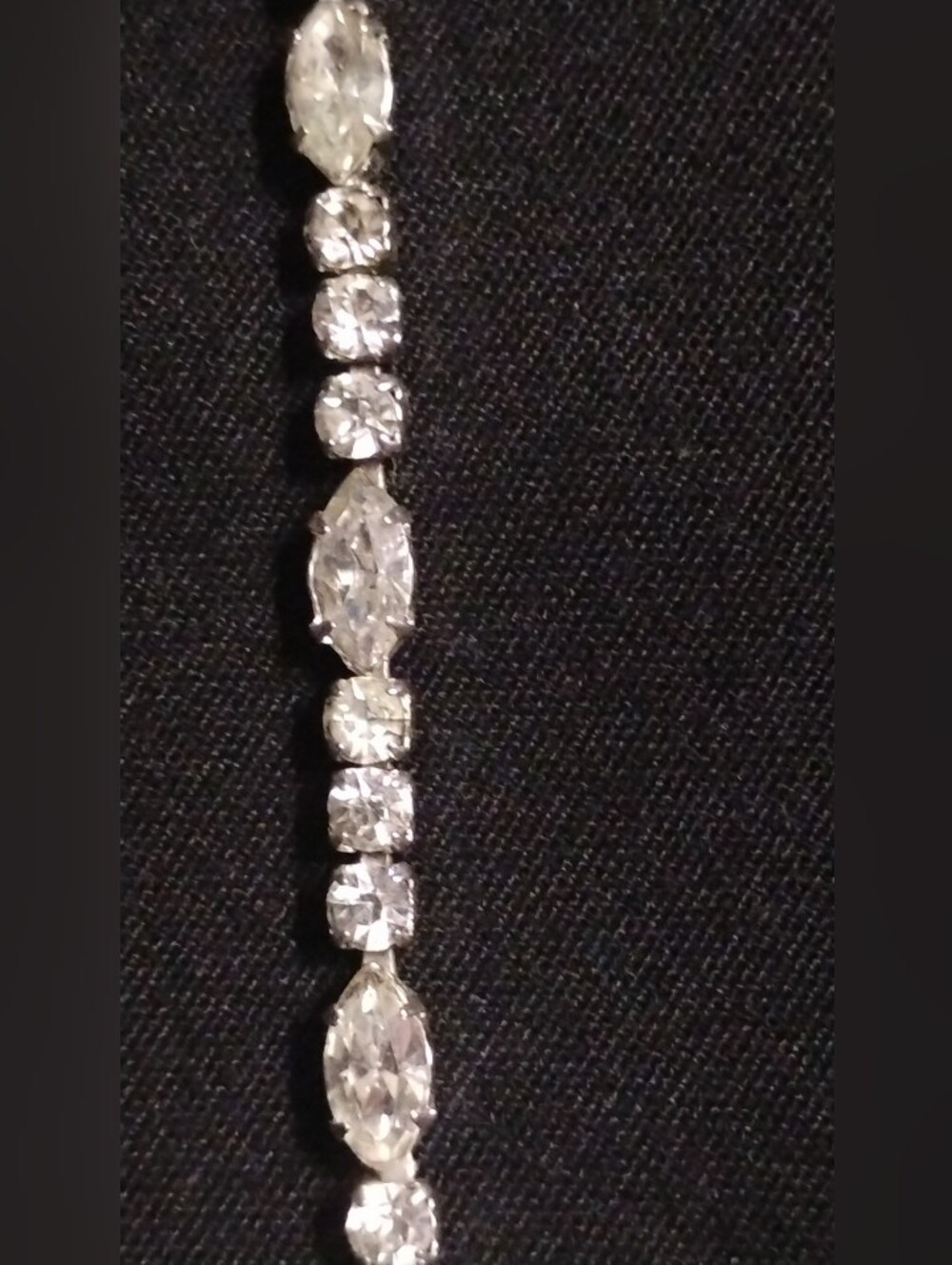 Vintage Kramer Rhinestone Bracelet Alternating Marquise Round Prong Set
